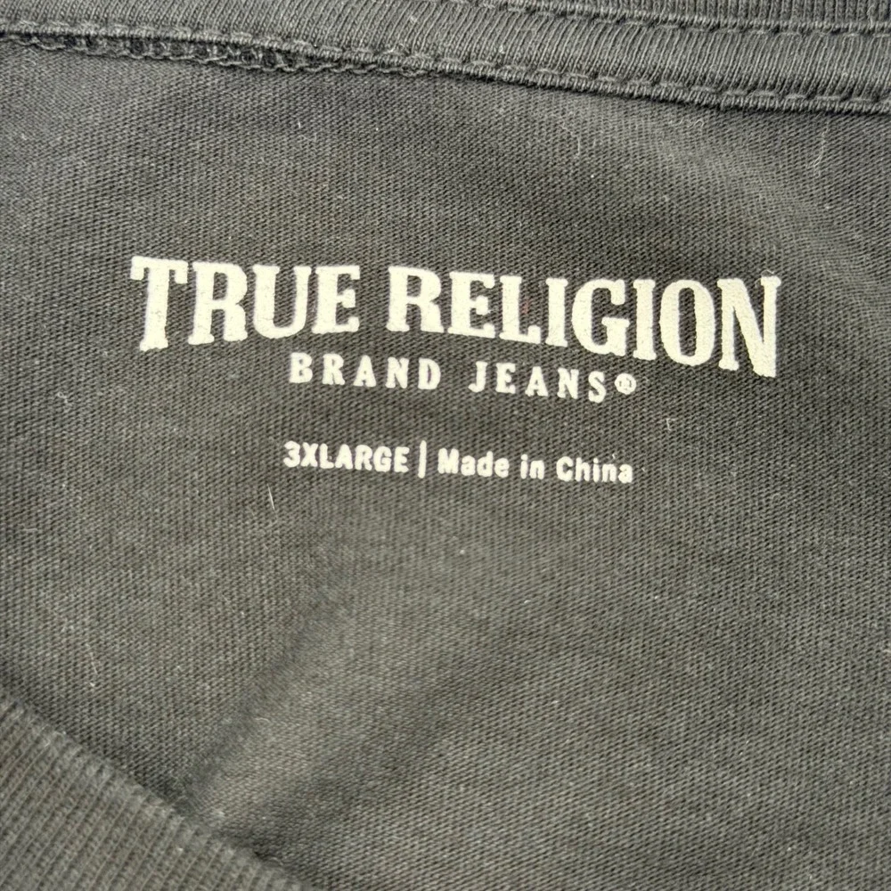 True Religion Mens Black Red Stacked Logo Graphic Tee 3XL Short Sleeve Cotton